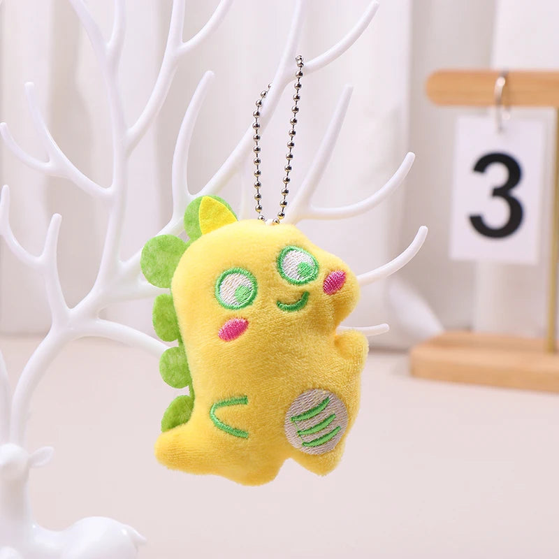 Kawaii Plush Dinosaur Keychain Stuffed Animal Keyring Cute Cartoon Key Holder School Bag Pendant For Girls Gift