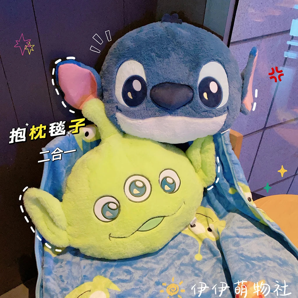 Kawaii Disney Stitch Plush Anime Stitch Plush Pillow Stitch Stuffed Alien Pillow Stitch Blanket Two In One Nap Blanket Girl Gift