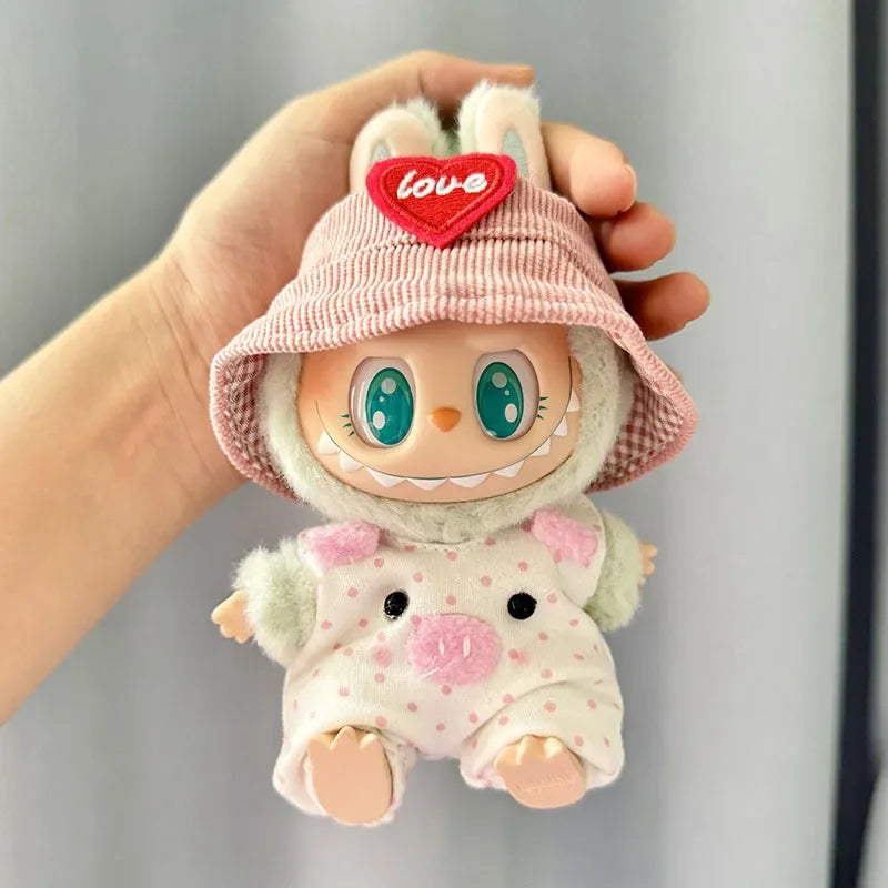 Plush Doll'S Clothes Outfit Accessories For First/second generation Labubu Idol Dolls Sitting party powder point pig Clothing