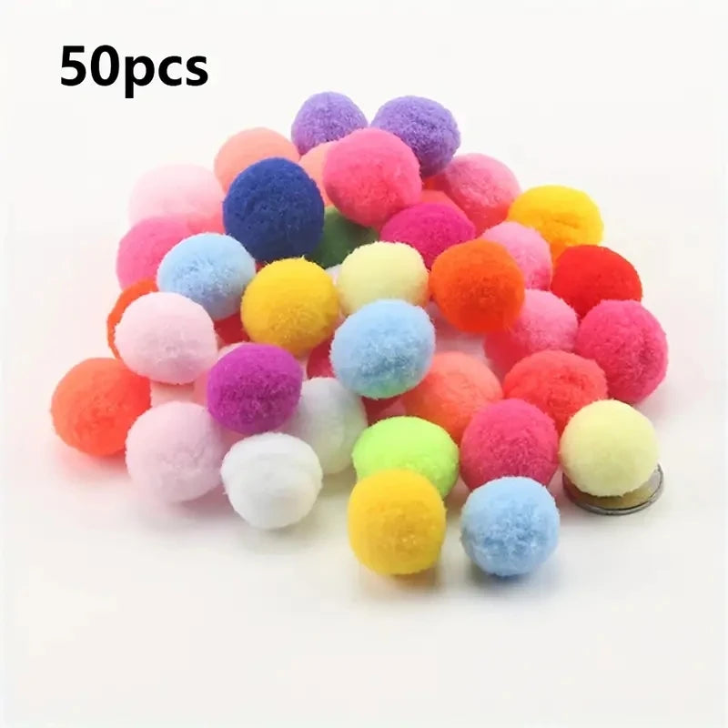 50/100pcs Cute And Fun Cat Toys Elasticball Chew Toys Cat Toy Ball Creative Color Interactive Cat Pom Pom Ball