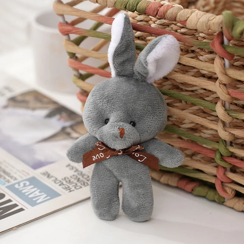 Cute Soft Stuffed rabbit Mini Teddy rabbit Dolls Plush Toys Key Chain Wedding Xmas Decoration Gifts Kids Keychain Pendant Doll