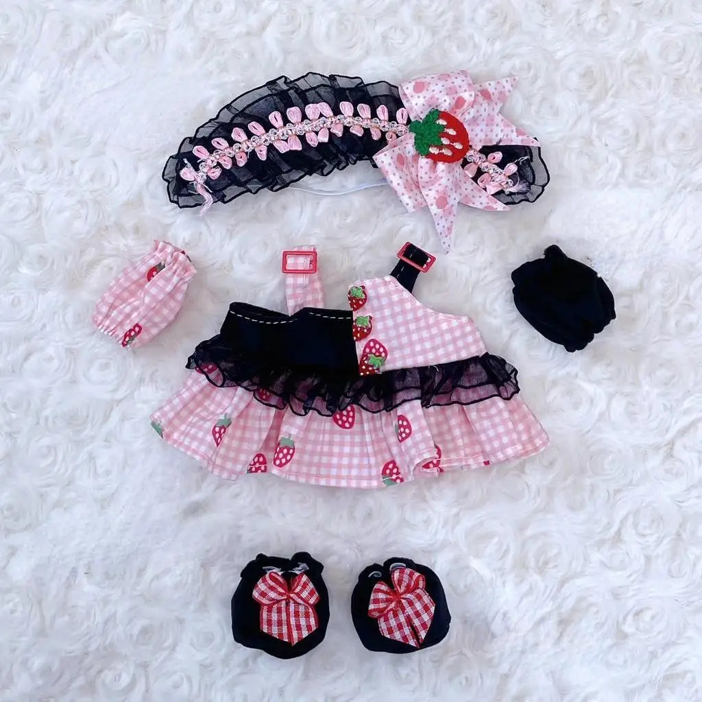 20cm Cute Mini Plush Doll'S Clothes Outfit Accessories Maid Skirt Cute Doll Dress Suit