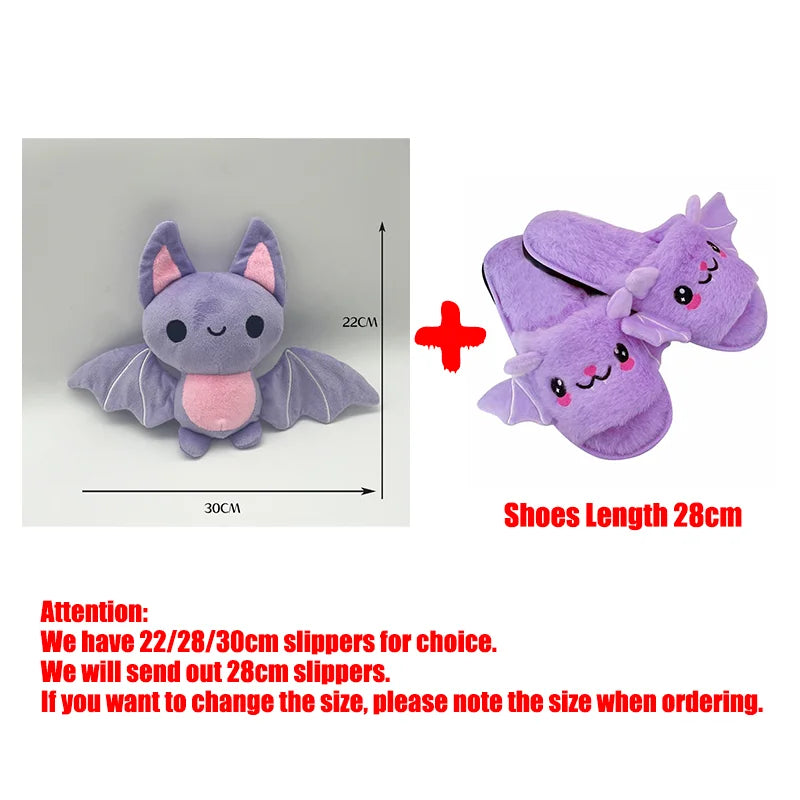 TreasuringU Halloween Kawaii Bat Plush Toys with Slippers Cute Plushie Dolls Cartoon Funny Ghost Toys Kids Birthday Gift