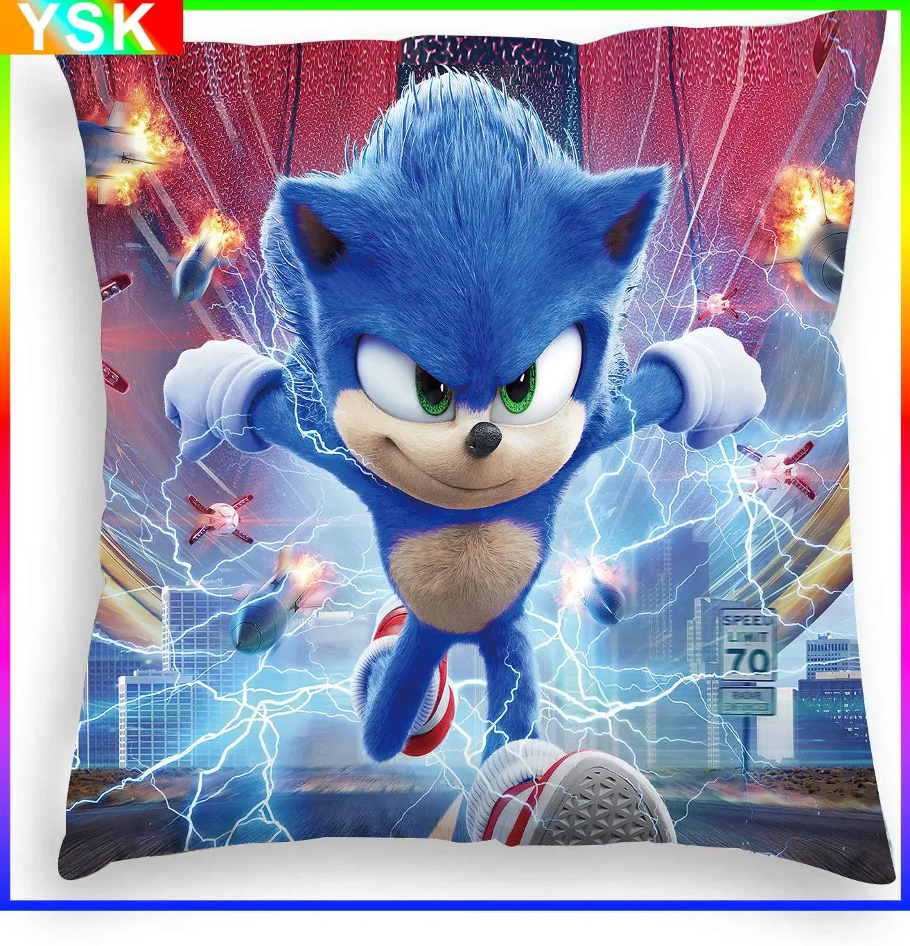 HOT Sonic Home Sofa Decorative Pillow Car Living Room Pillow Short Plush Gift for Girls Kids Boys Various Choices of Pillowcases