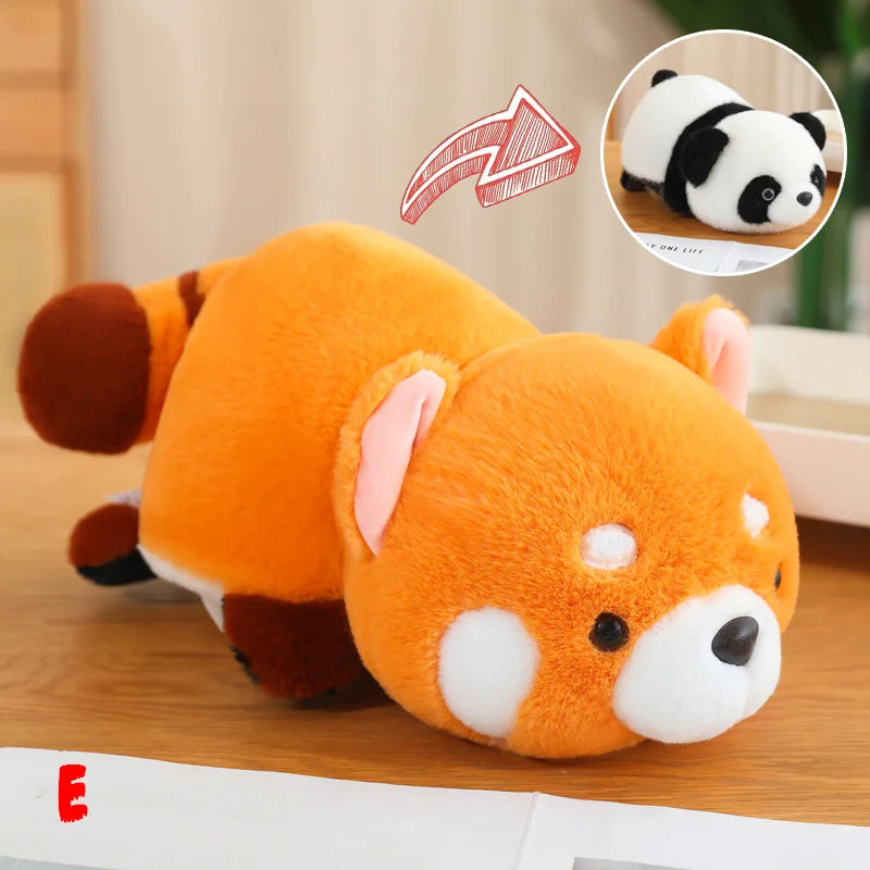 TreasuringU Flip Panda Plush Toy Double-Sided Flip Capybara Toys Red Panda Fluffy Dolls Soft Animals Plushie Kids Birthday Gifts