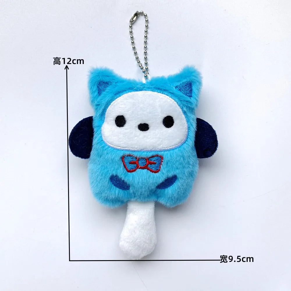 Sanrio Kuromi Cinnamoroll Cross-dressing Cat Doll Keychain My Melody Anime Cartoon Backpack Cute Pendant Children Plush Toys