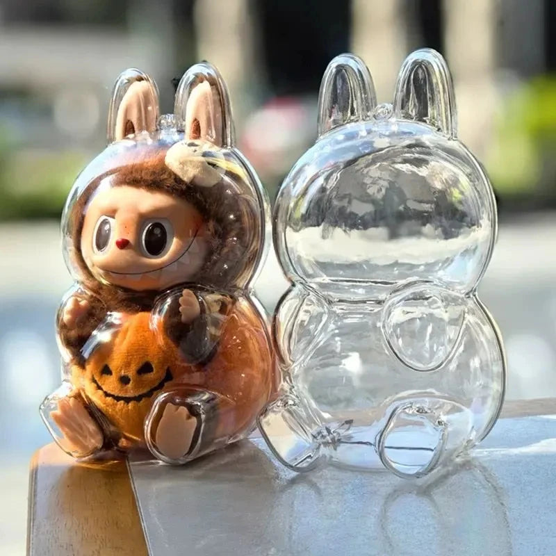 Transparent Protective Acrylic Case Organizer Box For Labubu V1 V2  pumpkin Style Thickened Doll Keychain Bags