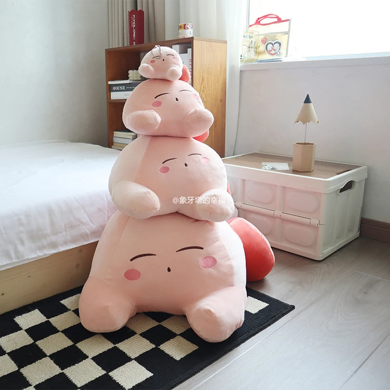 60cm Soft Cuddly Kirby Plush Toy Lovely Stuffed Anime Sleeping Kirby Plushies Throw Pillow Sofa Bed Girly Home Decor Xmas Gifts