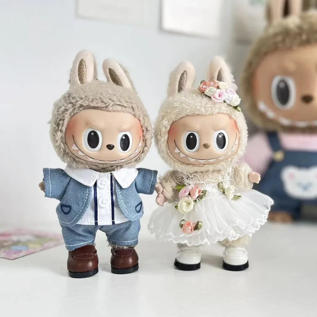 17cm Mini Plush Doll'S Clothes Outfit Accessories For Korea Kpop Exo Labubu Idol Dolls Wedding dress suit Clothing Gift