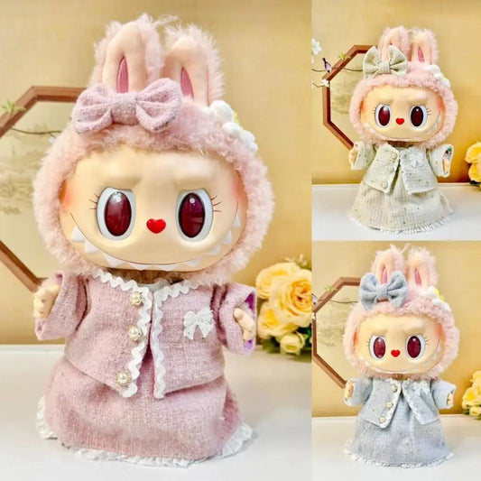 For 38cm Labubu Plush Doll Clothes For Labubu Doll Clothes for MOKOKO Sweetheart Pink Fragrant Wind Set