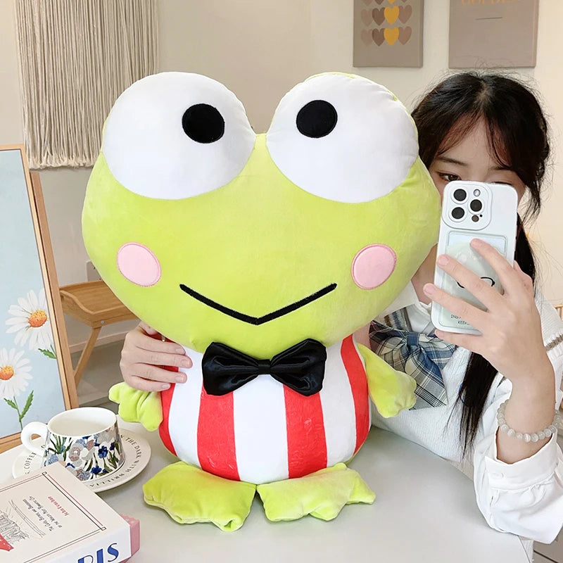 Sanrio Kero Kero Keroppi Plush Toy Lovely Gentleman Big Eyed Frog Plushies Cuddly Pillow Kero Kero Keroppi Stuffed Doll Kid Gift