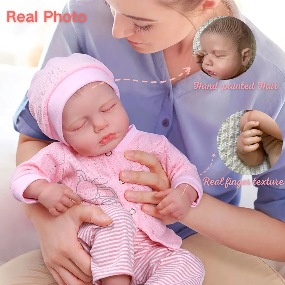 MRB 20 Inch Lifelike Painted Reborn Baby Dolls LouLou 3D Skin Lifelike Baby Girl Vinyl Newborn Dolls Toy Figure Christmas Gift