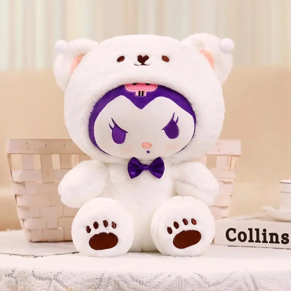 Sanrio 25cm Kuromi Cinnamoroll Cross Dressing Plush Doll Hello Kitty Kawaii My Melody Anime Cartoon Plushie Toys Christmas Gifts