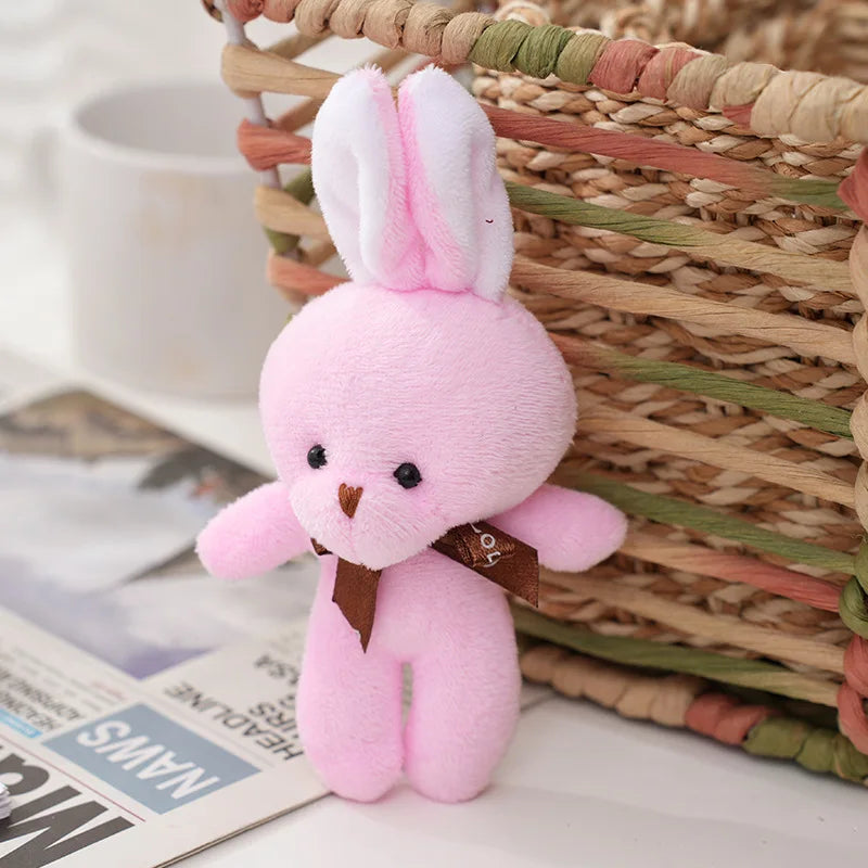 Cute Soft Stuffed rabbit Mini Teddy rabbit Dolls Plush Toys Key Chain Wedding Xmas Decoration Gifts Kids Keychain Pendant Doll