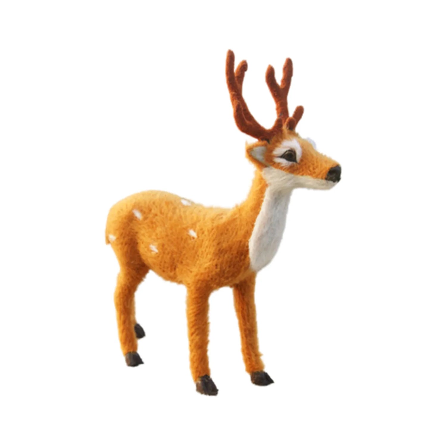 Christmas Elk Figurines Cartoon Handmade Desktop Model Simulation Sika Deer Plush Toys Reindeer Decor Christmas Gift Ornaments