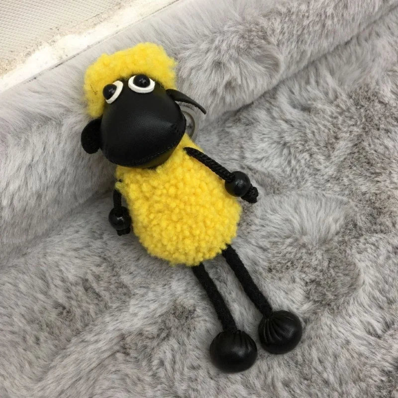 Cute and Creative Lamb Plush Toy Car Pendant Simulation Lamb Keychain Bag Small Pendant Gift for New Year's Gift to Friends