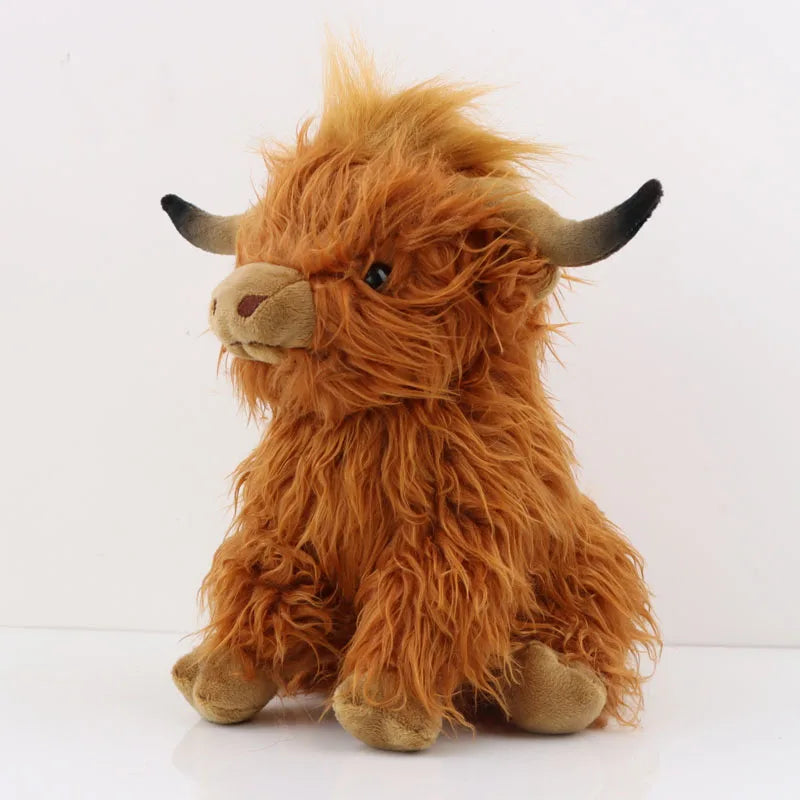 25cm Simulation Highland Cow Plush Animal Doll Soft Stuffed Highland Cow Plush Toy Kawaii Kids Baby Gift Toy Home Room Decor