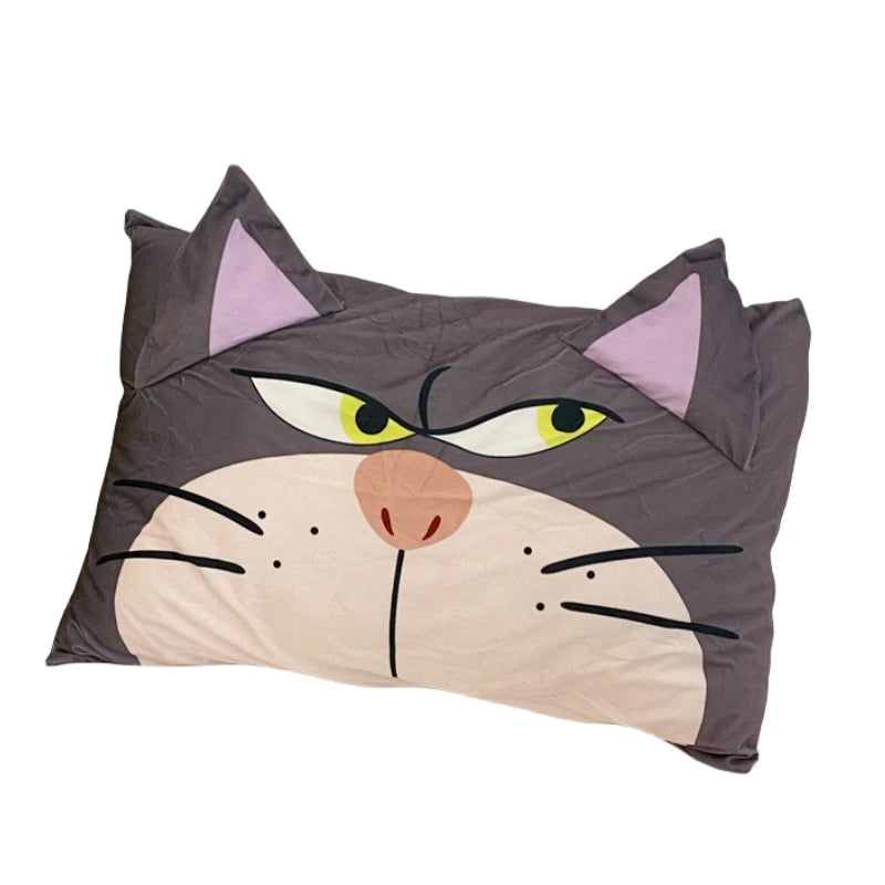 Disney Lucifer Cat Pillowcase Lovely Lucifer Cat Pillow Cover Cute Anime Grey Cat Pillowcase Bed Home Decor Gifts Girl