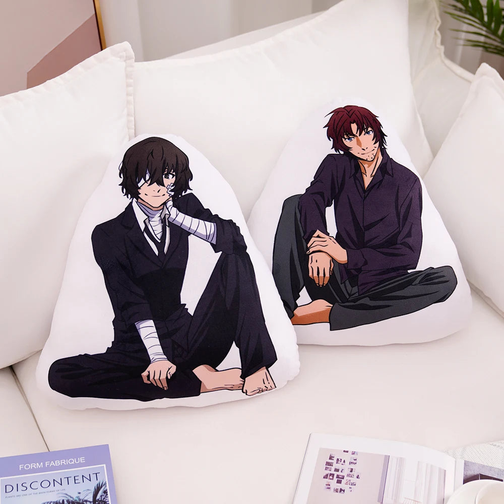 45cm Cute Bungo Stray Dogs Plush Toy Cute Anime Back Cushion Akutagawa Dazai Chuuya Bare Feet Plushies Hug Pillow Birthday Gift