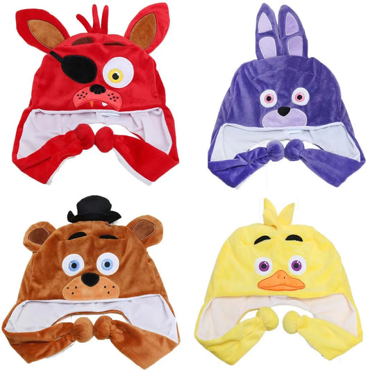 Red Foxy Plush Animal ,Hat Winter Women Men Children Warm Fluffy cap,Five Nights Games Surrounding Dolls for Gifts