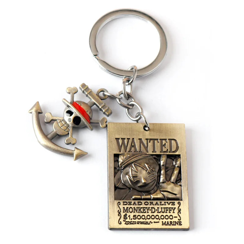 One Piece Figure Keychain One Piece Luffy Skeleton The Straw Hat Pirates Pendant Key Chain for Women Men Fans Souvenir jewelry