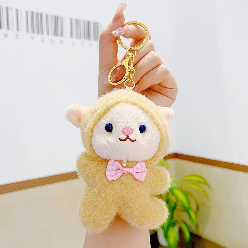 Cute Cartoon Lamb Plush Keychain Creative Kawaii Plush Doll Keychain Pendant Fashion Backpack Decoration Accessories Gifts