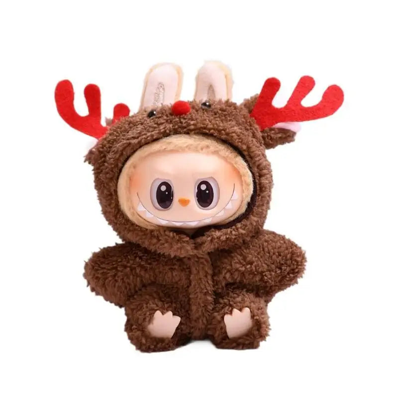 For 17cm Labubu V1 V2 clothes Christmas reindeer outfit cute baby clothes Dolls Accessories Cute Decoration Little Clothes