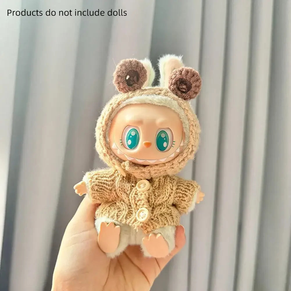 For 17cm labubu/Crybaby cloth doll accessories winter sweater outfit Hoodies Doll Clothes for labubu DIY