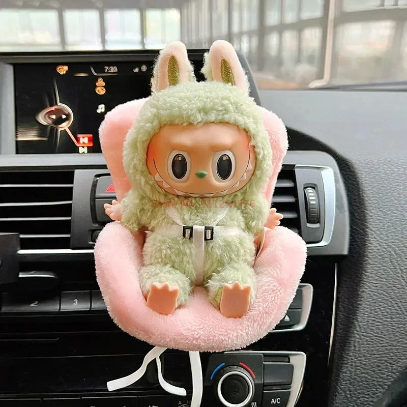 Cute Doll Car Safety Seat Car Air Outlet Decoration for 17cm labubu Car Interior Decoration Ornament