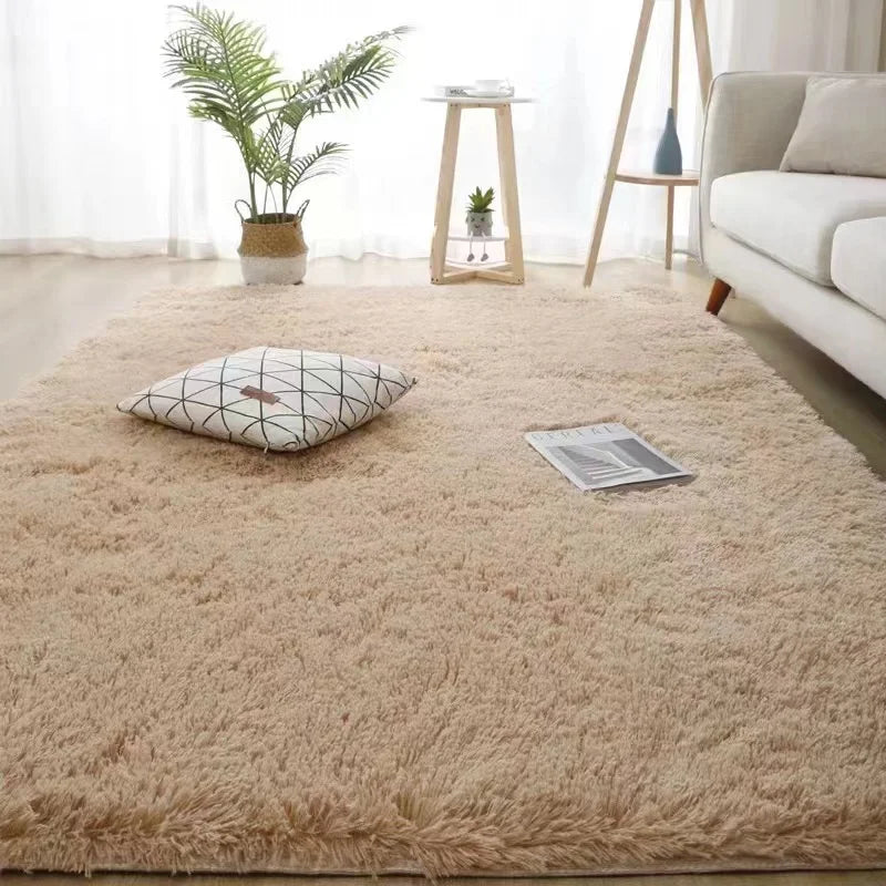 VIKAMA Living Room Silk Wool Carpet Home Bedroom Bed Full Floor Mat Nordic Sofa Non-Slip Mat Simple Wind Plush Cushion