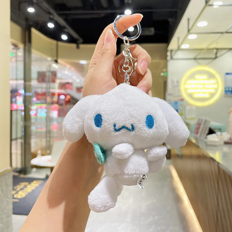 Sanrio Plush Keychain Hello Kitty Melody Cinnamoroll Pompompurin Stuffed Soft Doll Key Ring Plushies Bag Pendant Gift Kids Toys