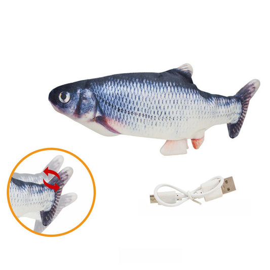 Electric Moving Fish Cat Toy Realistic Flopping Fish Dog Toy Plush Interactive Cat Toy for Indoor Cats Exercise