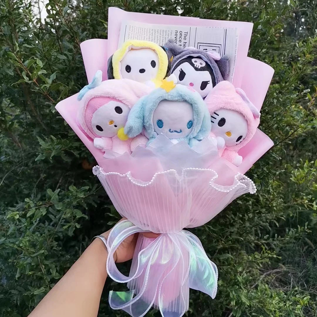 Anime Sanrio Kuromi My Melody Cinnamoroll Hello Kitty Plush  Bouquet Gift Hallowmas Valentine's Day Christmas Girl Friend Gifts