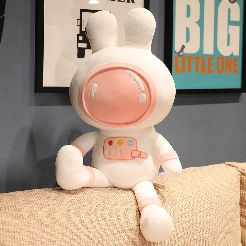 Big Size Creative Bunny Plush Toy Stuffed Animal Throw Pillow Rabbit Plushies in Space Suit Huggable Soft Appease Gifts For Kids