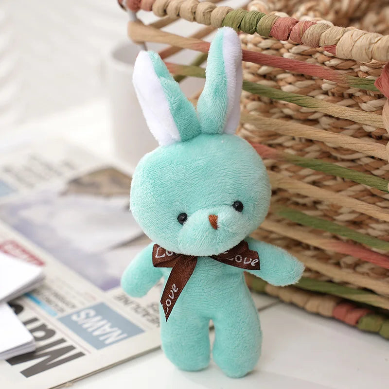 Cute Soft Stuffed rabbit Mini Teddy rabbit Dolls Plush Toys Key Chain Wedding Xmas Decoration Gifts Kids Keychain Pendant Doll