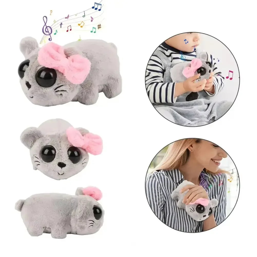 New Kawaii Sad Hamster Brinquedo de pelúcia musical infantil de pelúcia fofa, bonecas infantis, presente de Natal e aniversário