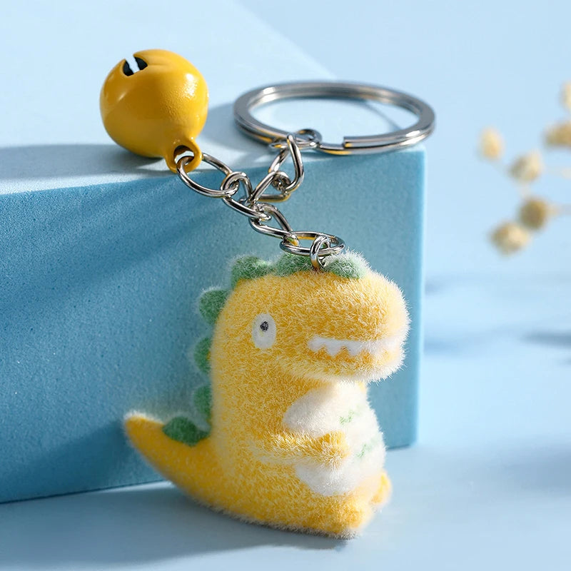 3D Flocking Polar Bear Keychain Cartoon Plush Animal Keyring Bag Pendant Car Key Holder Earphone Charm DIY Jewelry Accessor