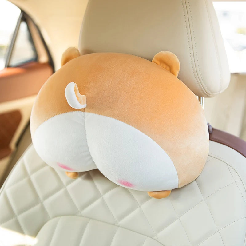 30/42CM Corgi Butt Shaped Plush Pillow Soft Stuffed Cushion Sexy Pink Pig Gray Cat Neck Pillow Car Decoration Toys