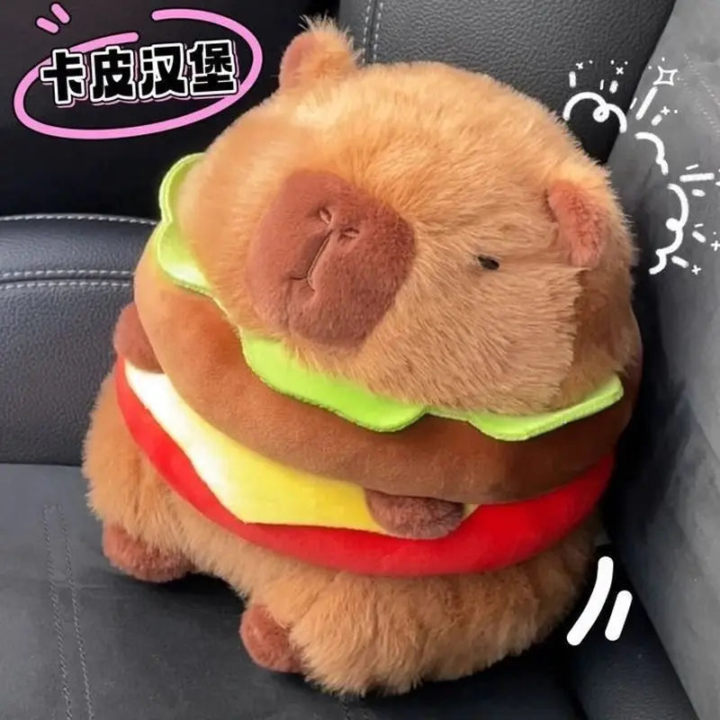 Internet Celebrity Hamburger Capybara Plush Toy Cute Capybara With Birthday Hat Plush Toy, Sleeping Pillow,Best Holiday Gift Kid