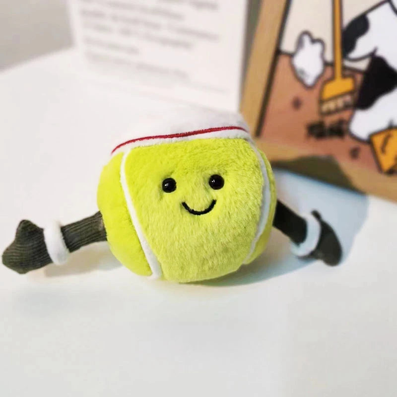 Hot Lovely Tennis Ball Plush Toys Real Life lawn Tennis Stuffed Plushies Ball Doll School Bag Room Ornaments For Girl'S Gift New