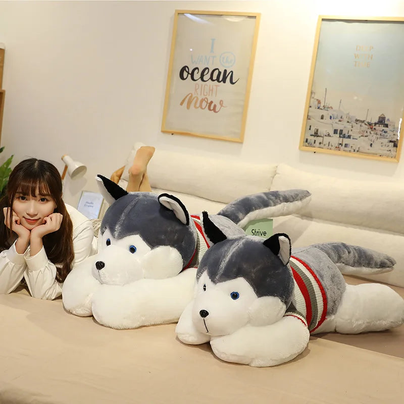 Giant Soft Kawaii Husky Dog Plush Toys Cute Stuffed Animals Long Sleep Pillow Doll For Kids Girlfriend Birthday Gift Home Decor