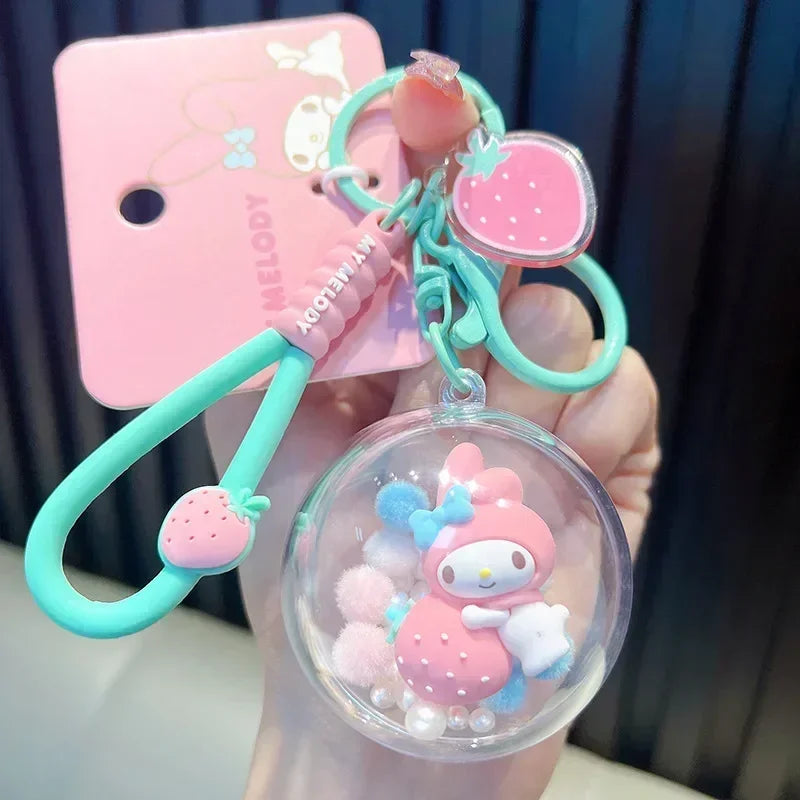 Genuine Sanrio Melody Doll Keychain Cartoon Anime Kuromi Cinnamoroll Plush Camera Trinkets Pendant Girls Funny Cute Gift Toys