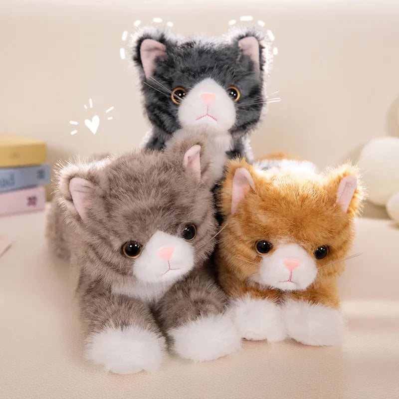 New Cute Simulation Cat Plush Toys Soft Stuffed 5 Colour Kitten Model Fake Cat Realist Animals Kids Girls Valentine's Day Gift