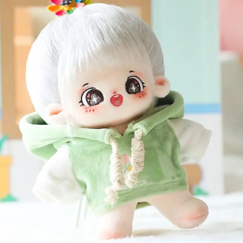 20cm No Attribute Ace of Spades Cotton Doll with Skeleton Silver Hair DIY Doll Plush Human Doll Figure Doll Collection Gift