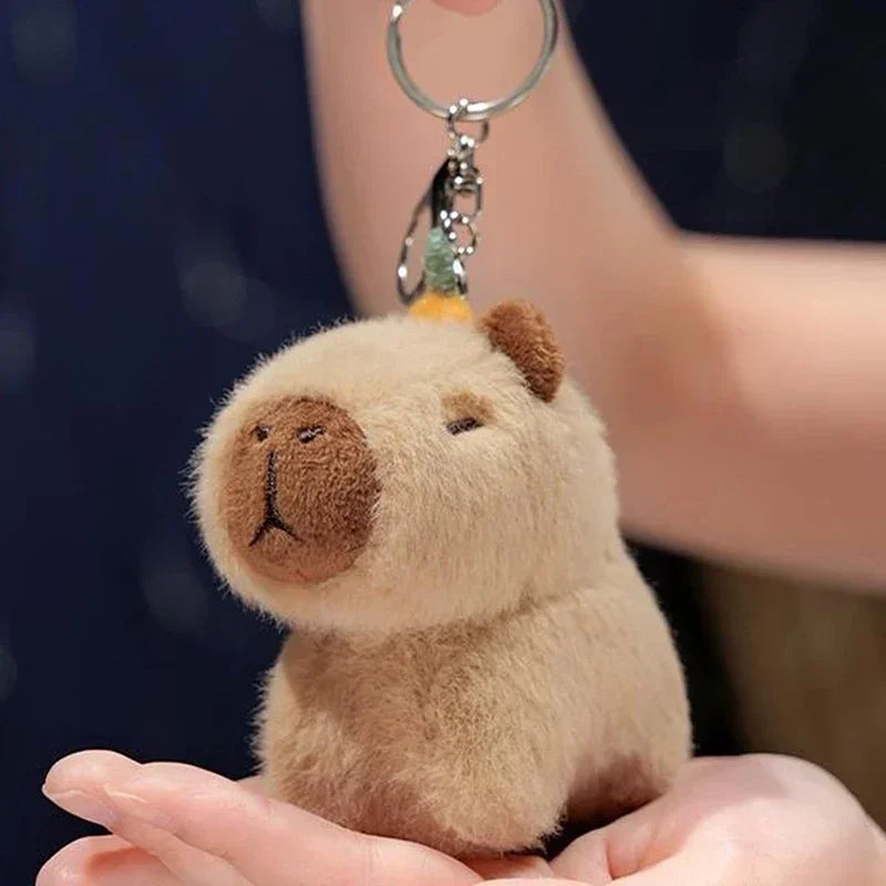 Capybara Plush Toy Pendant Capibara Plushie Keychain Kawaii Bag Key Ring Cute Dog Cat Dolls Car Decoration Christmas Gift