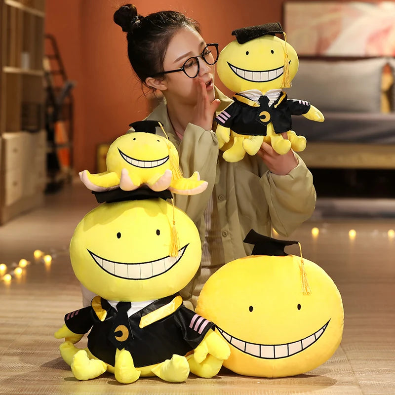 Cute Korosensei Doll Japanese Anime Stuffed Yellow Octopus Plush Toy Assassination Classroom Plushie Decorative Pillow For Sofa