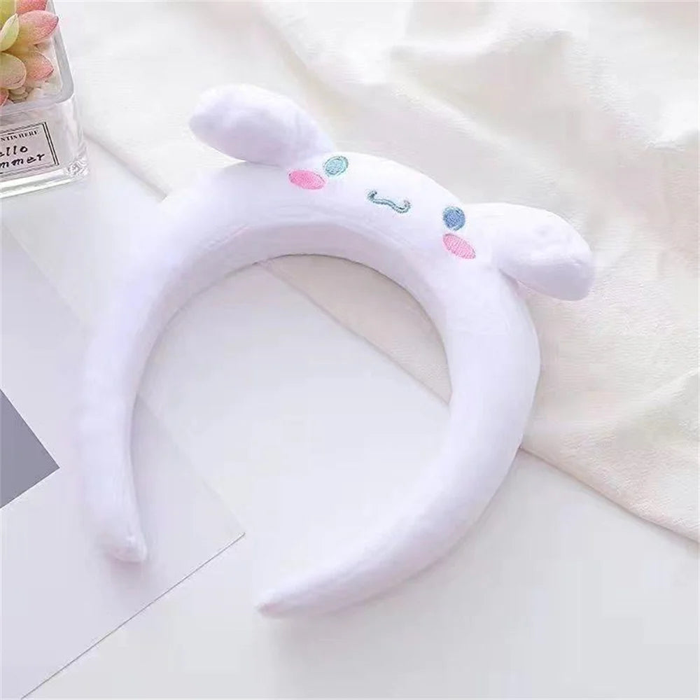 Sanrio Hair Hoop Kawaii Cinnamoroll Kuromi Headband Melody Pompompurin Plush Headdress Women Boutique Hair Accessories Headgear