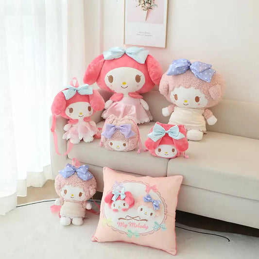 Lovely My Melody Plush Toy Soft Cuddly Stuffed Anime Plushies My Sweet Piano Doll Backpack Japanese Style Throw Pillow Xmas Gift