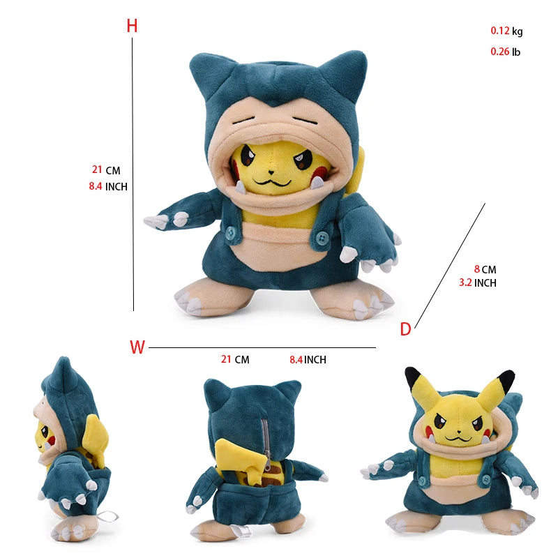 Cos Eevee Pikachu Cosplay Plush Toys Pikachu Peluche Lucario Stuffed Animal Doll Collectible Gift,Cartoon 20-30CM