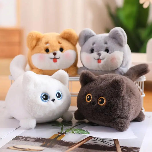 11cm Kawaii Tail Wagging Cat Doll Dog Plush Toys that Wag Their Tails by Pulling on a String Without Using Batteries